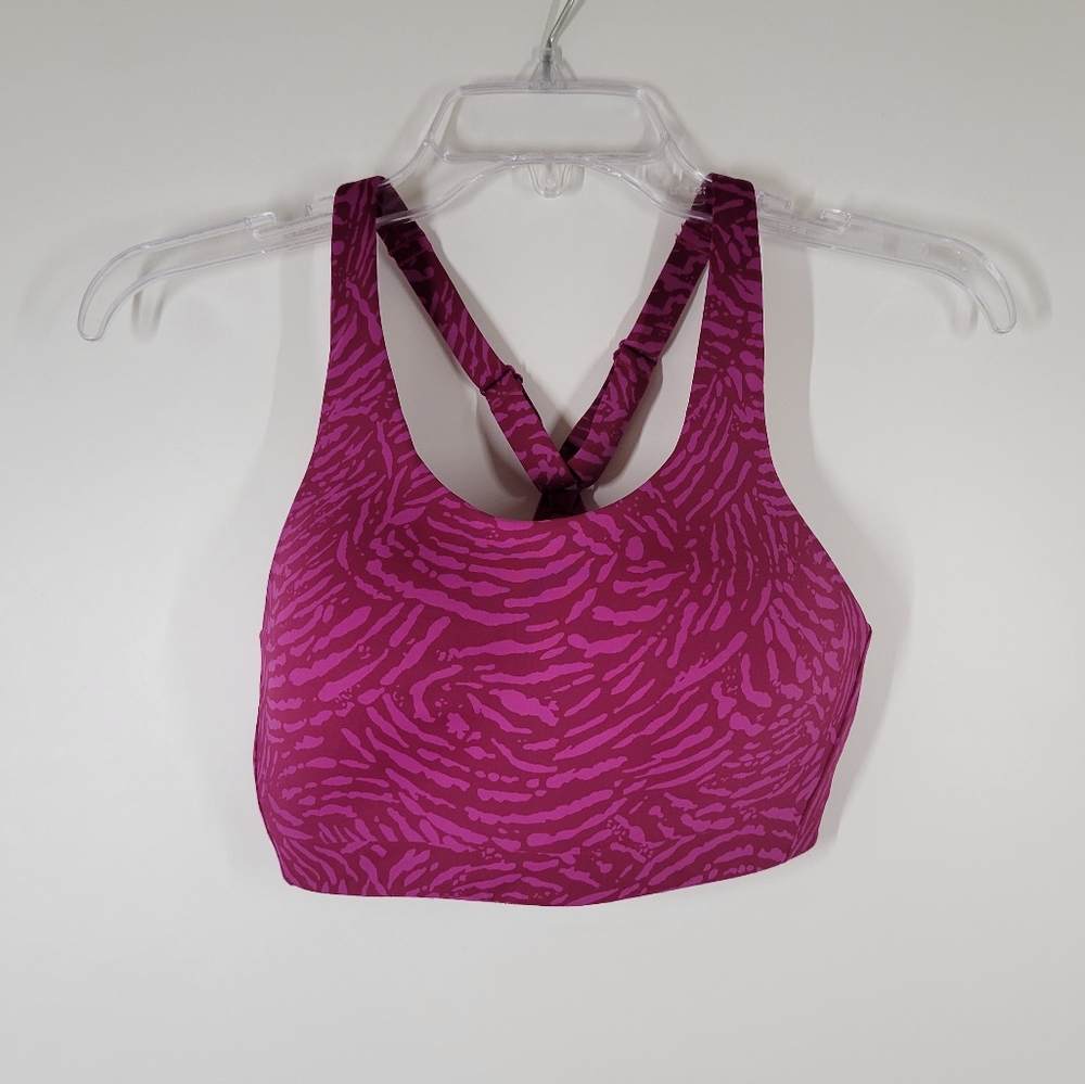 ATHLETA Advance Pink Animal Print High Impact Molded Cups Sports Bra Size 32D